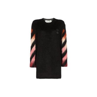 Pulover Off-White din mohair cu gradient geometric Negru