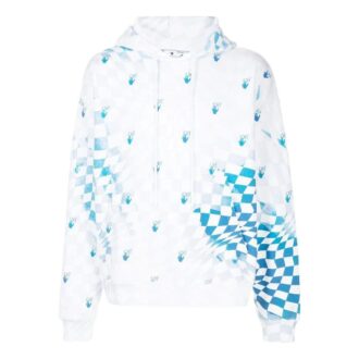 Pulover Off-White pentru bărbați, colecția SS22, cu imprimeu cu logo în formă de grilă, versiune albastru-alb Pulover Off-White pentru bărbați, colecția SS22, cu imprimeu cu logo în formă de grilă, versiune albastru-alb