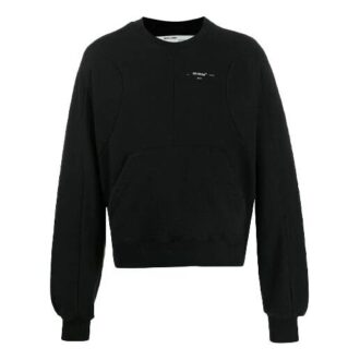 Pulover Off-White pentru bărbați cu logo și model alfabetic, guler rotund, croială lejeră, negru