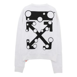 Pulover Off-White pentru bărbați cu logo și model cu săgeți, croială largă, alb