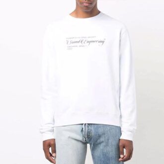 Pulover Off-White pentru bărbați FW21 cu guler rotund, croi slim fit, alb Pulover Off-White pentru bărbați FW21 cu guler rotund, croi slim fit, alb