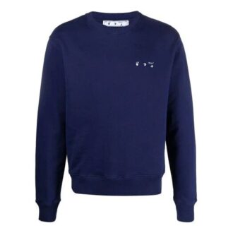 Pulover Off-White pentru bărbați FW21 cu guler rotund și logo Arrows, albastru