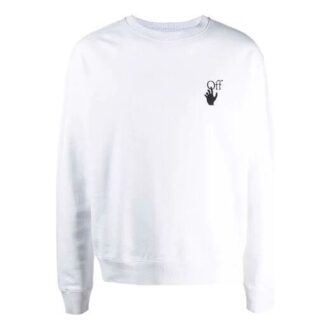 Pulover Off-White pentru bărbați FW21 cu guler rotund, mâneci lungi și imprimeu pictural, alb Pulover Off-White pentru bărbați FW21 cu guler rotund, mâneci lungi și imprimeu pictural, alb