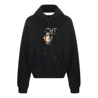 Pulover Off-White pentru bărbați FW21 cu imprimeu amuzant, croială largă, negru Pulover Off-White pentru bărbați FW21 cu imprimeu amuzant, croială largă, negru