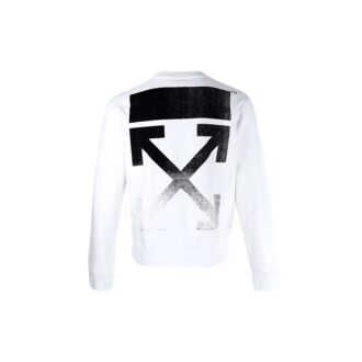 Pulover Off-White pentru bărbați FW21 cu imprimeu Arrows, guler rotund, mâneci lungi, croială lejeră, alb Pulover Off-White pentru bărbați FW21 cu imprimeu Arrows, guler rotund, mâneci lungi, croială lejeră, alb