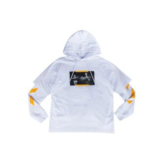 Pulover Off-White pentru bărbați FW21 cu imprimeu Caravaggio, croială largă, alb Pulover Off-White pentru bărbați FW21 cu imprimeu Caravaggio, croială largă, alb