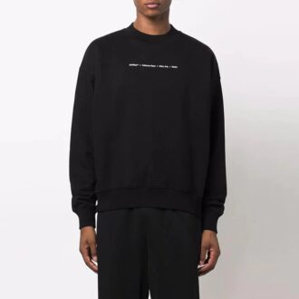 Pulover Off-White pentru bărbați FW21 cu imprimeu Tornado Arrow, guler rotund, croială largă, negru Pulover Off-White pentru bărbați FW21 cu imprimeu Tornado Arrow, guler rotund, croială largă, negru