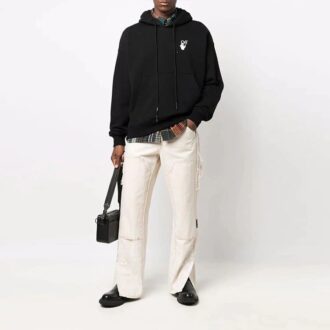 Pulover Off-White pentru bărbați FW21 cu logo, croială largă, negru Pulover Off-White pentru bărbați FW21 cu logo, croială largă, negru