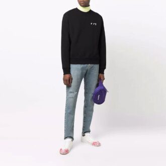 Pulover Off-White pentru bărbați FW21 cu logo, guler rotund, negru Pulover Off-White pentru bărbați FW21 cu logo, guler rotund, negru