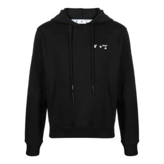 Pulover Off-White pentru bărbați FW21 cu logo și șnur, croială largă, negru Pulover Off-White pentru bărbați FW21 cu logo și șnur, croială largă, negru