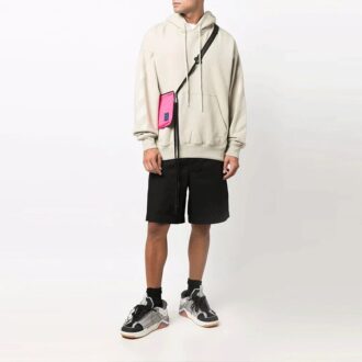 Pulover Off-White pentru bărbați FW21 cu logo și săgeată din cauciuc, croială lejeră, bej Pulover Off-White pentru bărbați FW21 cu logo și săgeată din cauciuc, croială lejeră, bej