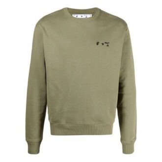 Pulover Off-White pentru bărbați FW21 cu logo, verde Pulover Off-White pentru bărbați FW21 cu logo, verde