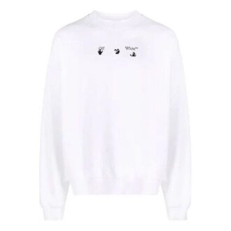 Pulover Off-White pentru bărbați FW21 cu model de săgeți, guler rotund, croială lejeră, alb Pulover Off-White pentru bărbați FW21 cu model de săgeți, guler rotund, croială lejeră, alb