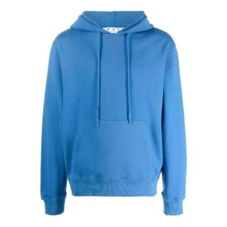 Pulover Off-White pentru bărbați FW22, cu imprimeu cu dungi pe spate, mâneci lungi și glugă, albastru Pulover Off-White pentru bărbați FW22, cu imprimeu cu dungi pe spate, mâneci lungi și glugă, albastru