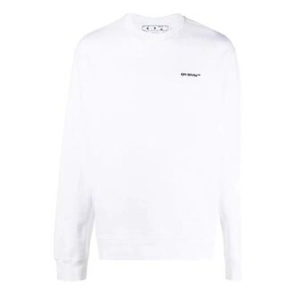 Pulover Off-White pentru bărbați FW22 cu imprimeu logo, guler rotund, mâneci lungi, croială lejeră, alb Pulover Off-White pentru bărbați FW22 cu imprimeu logo, guler rotund, mâneci lungi, croială lejeră, alb
