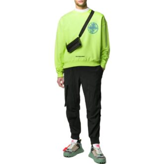 Pulover Off-White pentru bărbați FW22 cu imprimeu, mâneci lungi, verde Pulover Off-White pentru bărbați FW22 cu imprimeu, mâneci lungi, verde