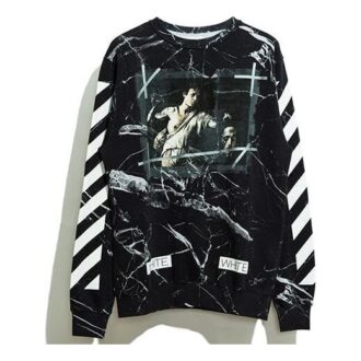Pulover Off-White pentru bărbați, model Marble, negru Pulover Off-White pentru bărbați, model Marble, negru