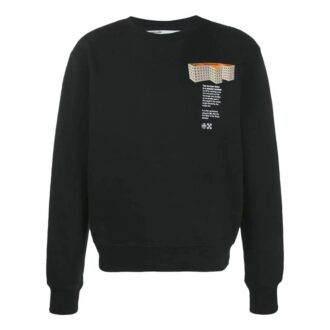 Pulover Off-White pentru bărbați SS22 cu guler rotund, imprimeu cu litere, mâneci lungi, negru Pulover Off-White pentru bărbați SS22 cu guler rotund, imprimeu cu litere, mâneci lungi, negru