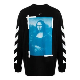 Pulover pentru bărbați Off-White SS21 cu model Mona Lisa, negru Pulover pentru bărbați Off-White SS21 cu model Mona Lisa, negru