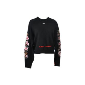 Pulover rotund cu guler și broderie florală Off-White Fw17 Cherry Blossoms