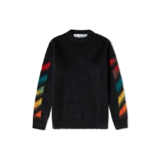 Pulover tricotat cu imprimeu clasic cu logo săgeată Negru
