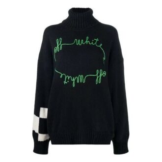 Pulover tricotat cu logo Off-White, negru