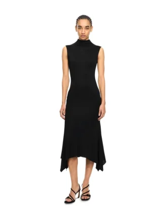 Rochie midi fluidă fără mâneci