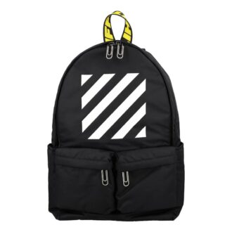 Rucsac școlar cu fermoar și logo Off-White pentru bărbați, negru