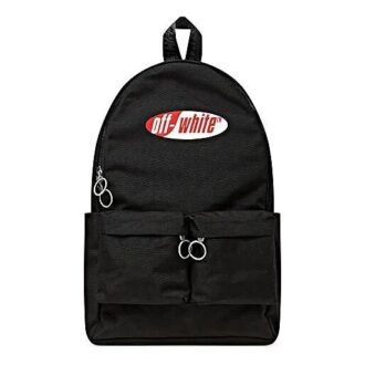 Rucsac școlar roșu-alb cu logo și buzunare multiple, negru