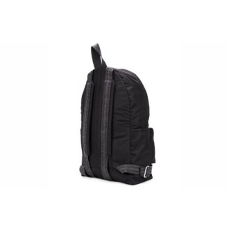Rucsac cu imprimeu logo, fermoar și buzunare multiple, negru