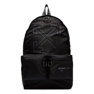 Rucsac cu imprimeu logo, negru