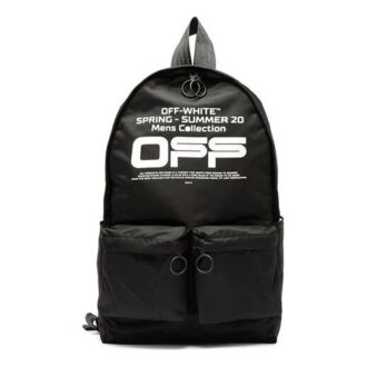 Rucsac cu logo ondulat și imprimeu slogan Off, negru