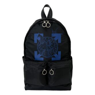 Rucsac Off-White pentru bărbați, clasic, cu logo săgeată și fermoar, negru