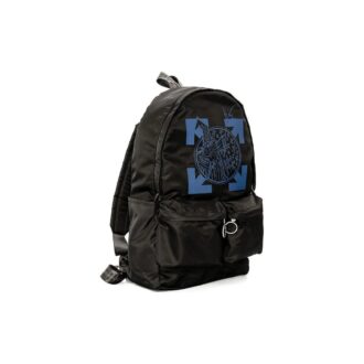 Rucsac Off-White pentru bărbați, clasic, cu logo săgeată și fermoar, negru