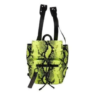 Rucsac unisex din nailon cu imprimeu șarpe, mini, galben