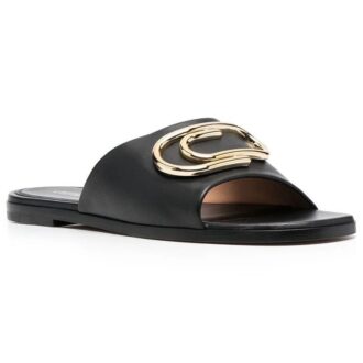 Sandale din piele Off-White Paperclip „Black Gold”