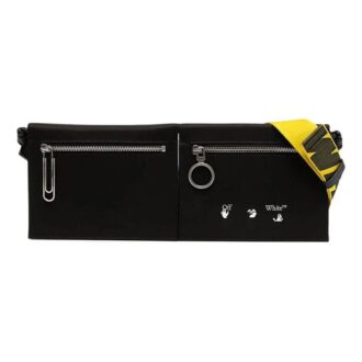 Seria Printing Gență de umăr cu fermoar în stil industrial Borsetă Negru