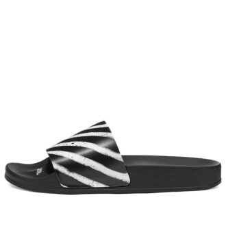 Slideri „Spray Stripe – Negru Alb”