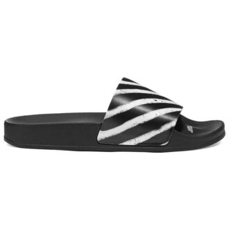 Slideri „Spray Stripe – Negru Alb”