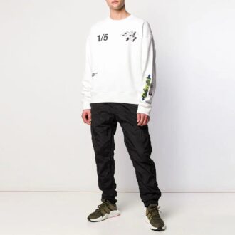 SS19 Fleece bărbați cu imprimeu personaje de desene animate, alb