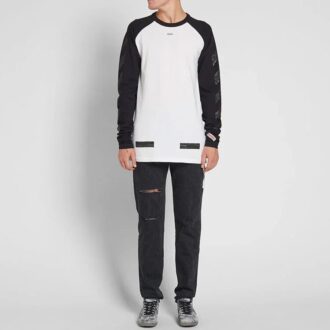 SS19 mânecă raglan Colorblock Arrows Mâneci lungi Versiune obișnuită Alb