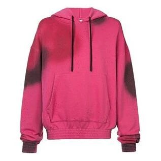 SS19 pulover cu glugă din fleece cu imprimeu spray, bumbac, pentru bărbați, roz
