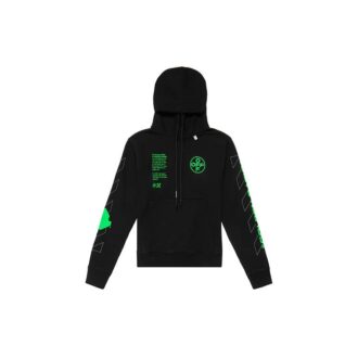 SS20 Hanorac negru cu glugă, cu logo pentru bărbați, croială normală, cu schiță de Arrows pe spate