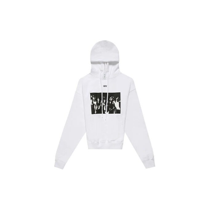 SS20 Pulover oversized alb cu imprimeu spray