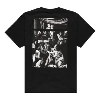 SS20 Tricou cu mâneci scurte, croi larg, cu imprimeu logo Caravaggio pe spate