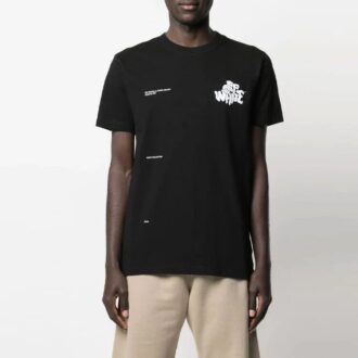 SS21 Adam Is Eve Logo imprimat, guler rotund, pantaloni scurți, versiune obișnuită, negru