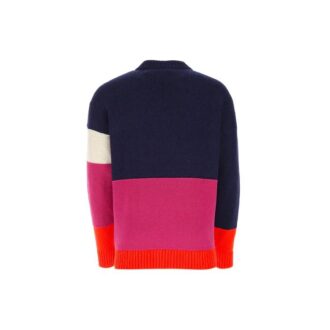 SS21 Colorblock Logo Guler rotund Mâneci lungi Albastru