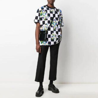 SS21 Cu imprimeu floral, în carouri, mâneci scurte, pantaloni scurți, croială largă, alb