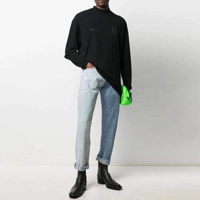 SS21 cu imprimeu logo, mâneci lungi, negru
