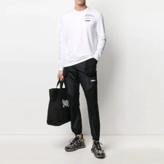 SS21 Imprimare cu model logo Mâneci lungi Versiune slim fit Alb